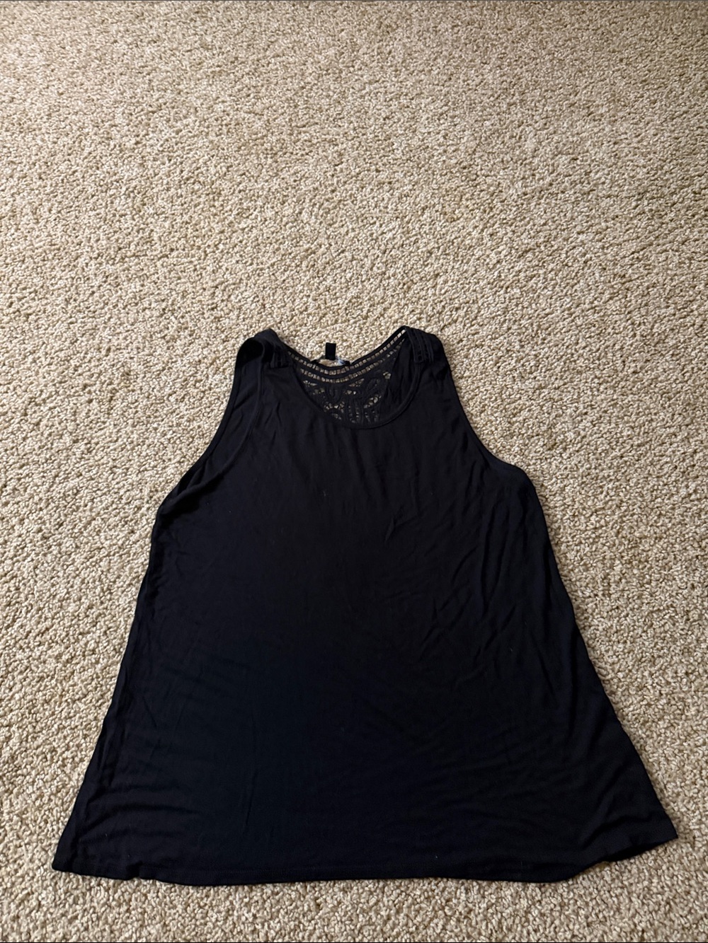 Cable & Gauge Black Lace-Back Tank Top
